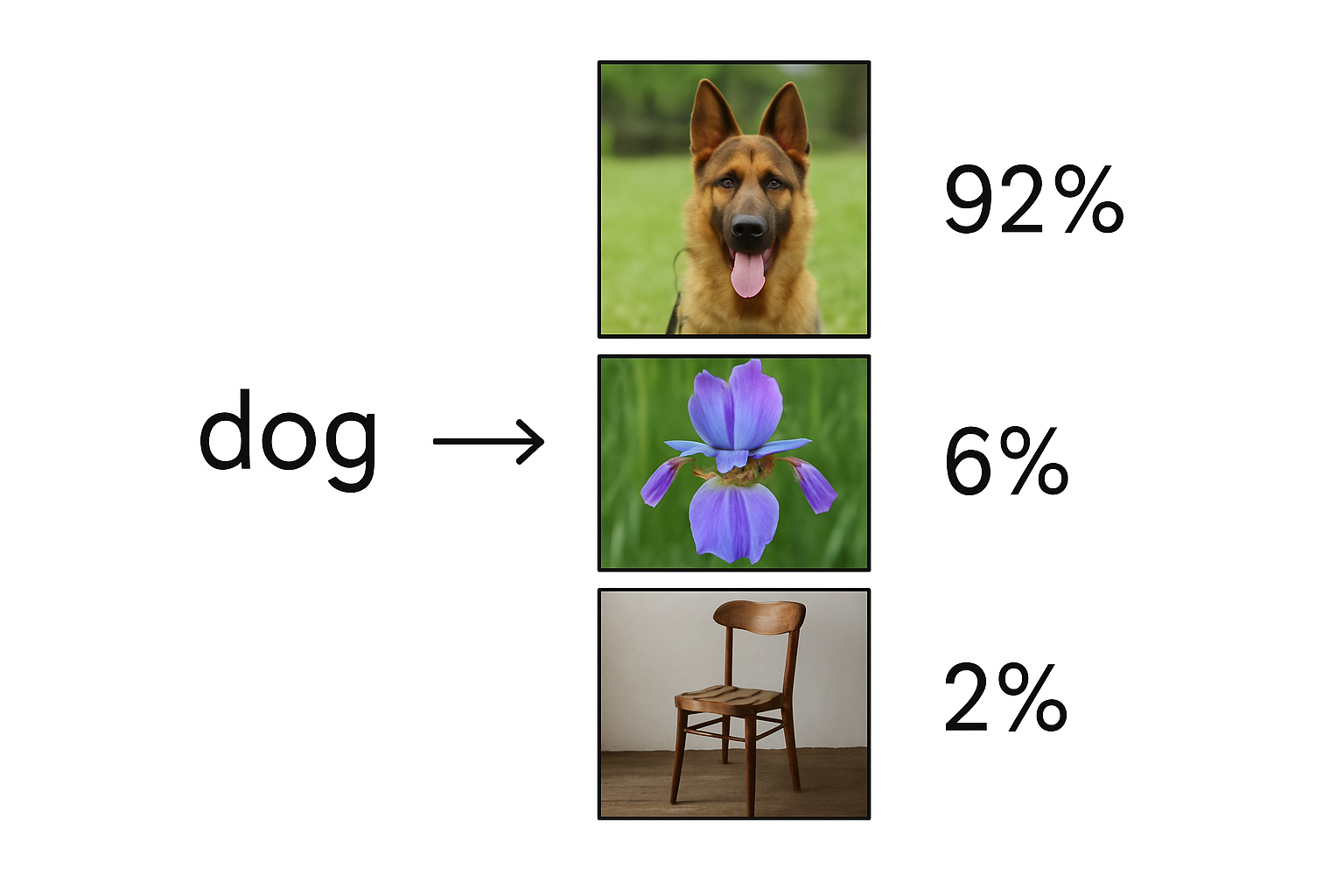 CLIP classification from an image to multiple text labels.